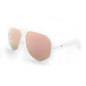 iXnine Sunglasses NINE S.White / Pink Metalized Lens Rose Pink
